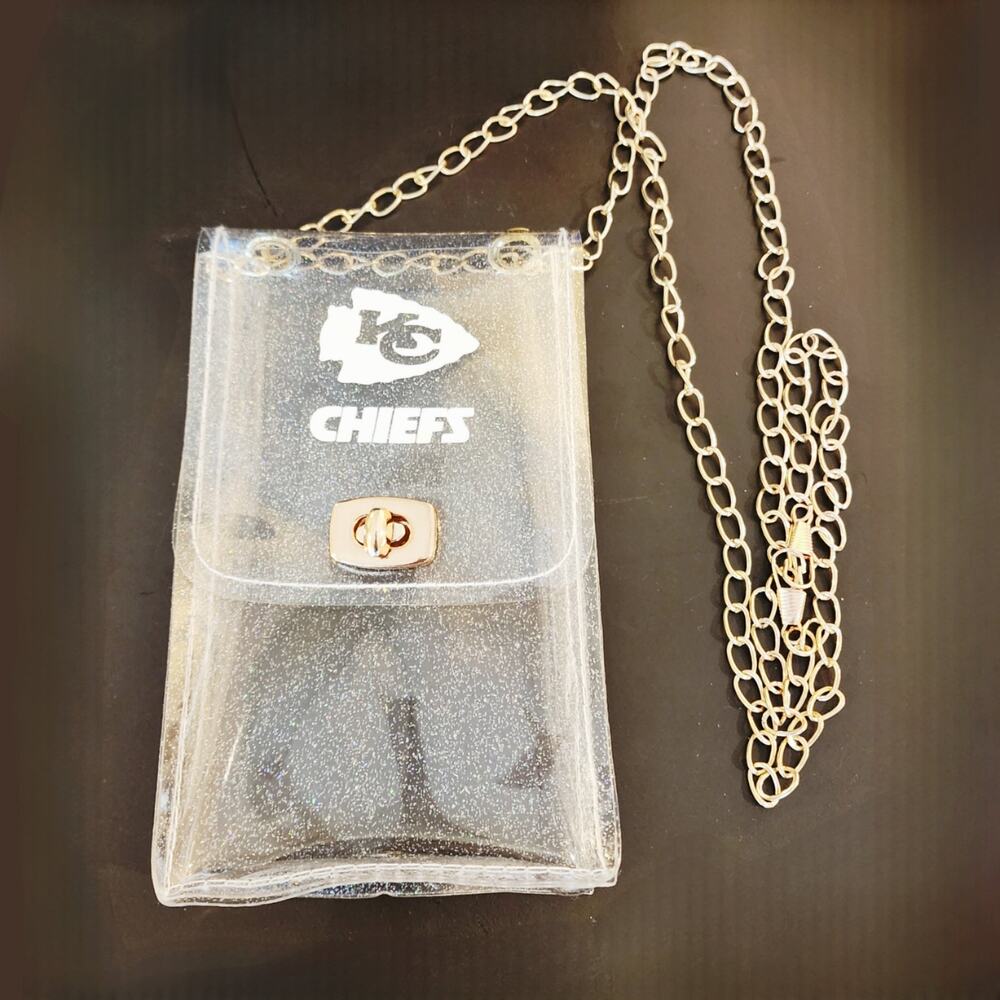 2FOR$30 - KC Chiefs Clear Stadium Bag w/Adjustable Crossbody/Shoulder Chain - Picture 2 of 2
